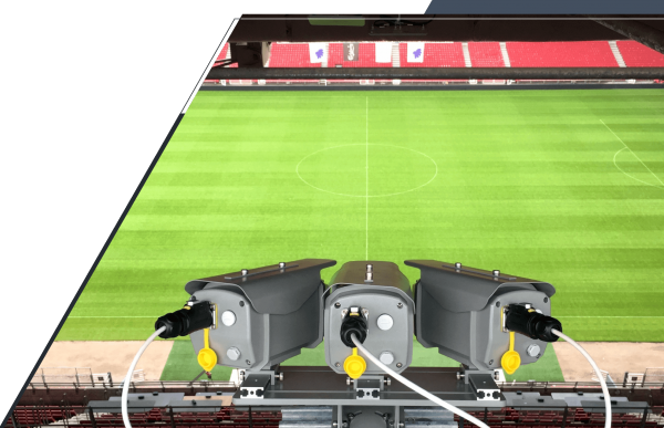 System of 3 4k cameras overlooking a stadium